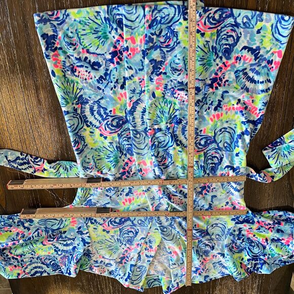 Lilly Pulitzer Elaine Velour Robe – Multi Ocean Commotion Print XXS/XS - Picture 9 of 13